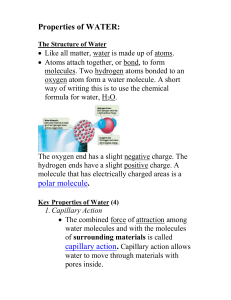 Properties of WATER:
