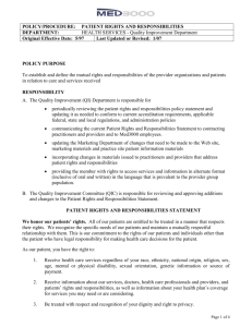 patient rights and responsibilities statement
