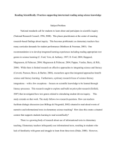 Practices supporting intertextual reading using science knoweldge.