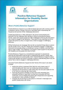 Positive Behaviour Support Information for Disability Sector