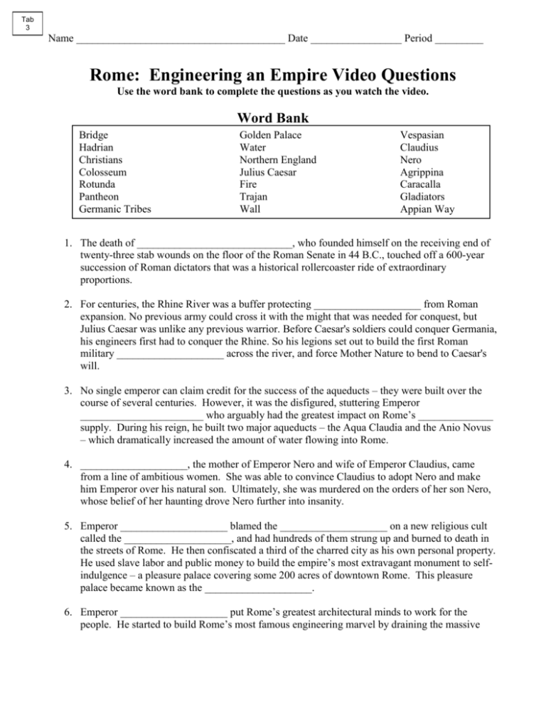 Rome Engineering An Empire Quiz