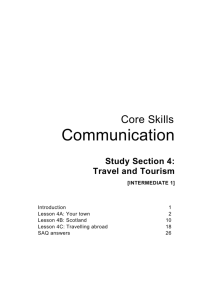 Communication Int 1: Study Section 4: Travel and Tourism