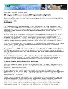 10 ways practitioners can avoid frequent ethical pitfalls