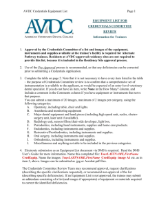 Credentials Equipment List - American Veterinary Dental College