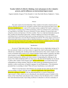 Teacher beliefs of reflective thinking, trust and purpose in the