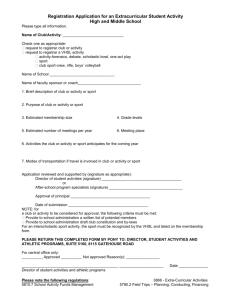 Registration Application for an Extracurricular Student Activity