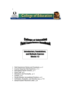 Field Experience Handbook - College of Education