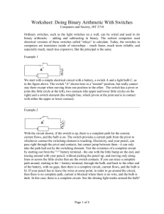 Worksheet: Doing Binary Arithmetic With Switches