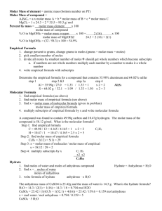 Molar Mass of element = atomic mass (bottom number on PT)