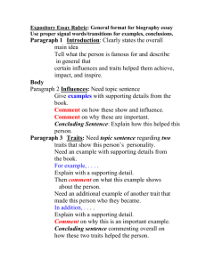 Expository Essay Rubric: General format for biography essay
