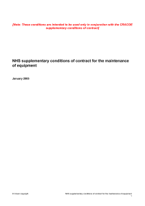 NHS supplementary conditions of contract for the