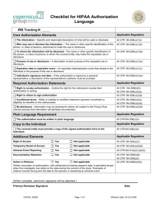 Checklist for HIPAA Authorization Language