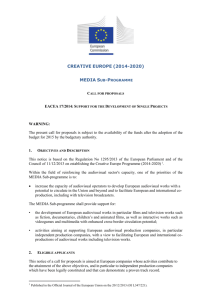 CALL FOR PROPOSALS – DG EAC N° 87/2004 - EACEA
