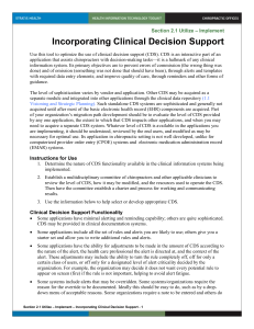 2.1 Incorporating Clinical Decision Support