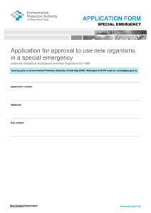 Application form to use new organisms in a special emergency