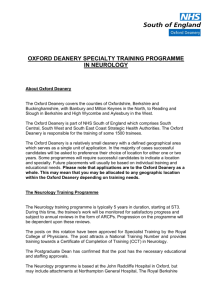 OXFORD DEANERY SPECIALTY TRAINING PROGRAMME IN