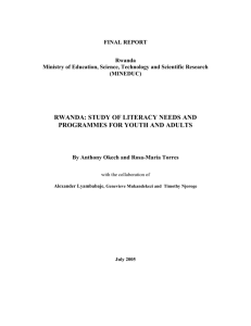 A STUDY OF LITERACY NEEDS AND PROGRAMMES