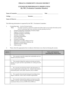 Counselor Performance Observation Form