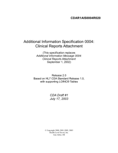 Additional Information Specification 0004: Clinical Reports Attachment