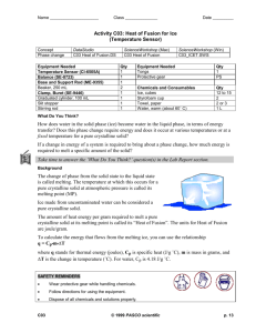 Activity C03: Heat of Fusion for Ice