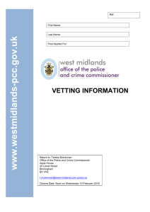 Vetting Form - West Midlands Police and Crime Commissioner