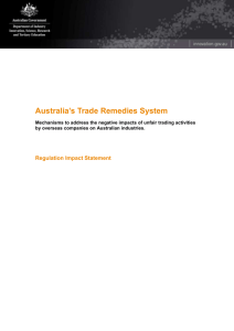 Australia`s Trade Remedy System - Best Practice Regulation Updates