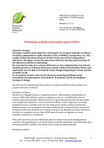 PAN Europe contribution to EFSA consultation science policy