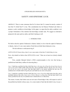 Safety and Epistemic Luck - Department of Philosophy