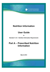 Nutrition Information User Guide - Food Standards Australia New