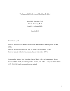 The Geographic Distribution of Physicians