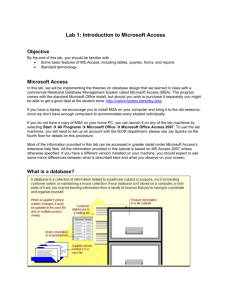 Lab 1: Introduction to Microsoft Access