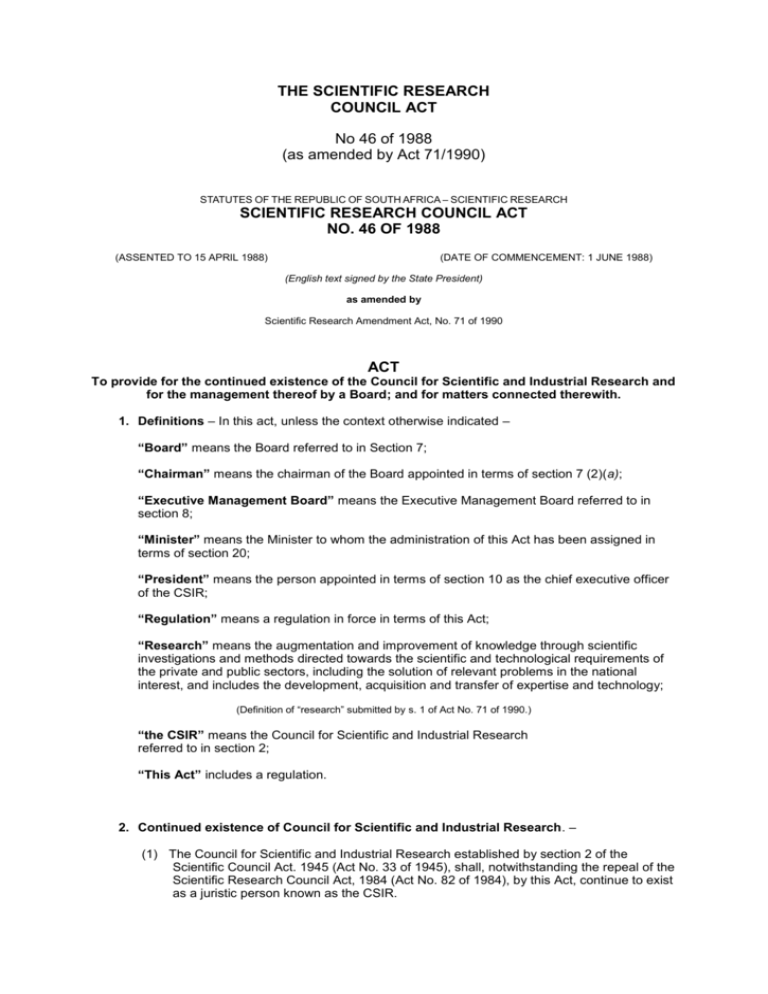 health research council act 1990