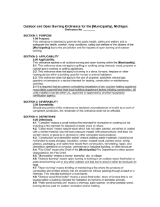 Outdoor and Open Burning Ordinance