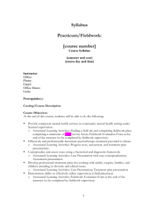 Sample Syllabus Practicum/Fieldwork Class