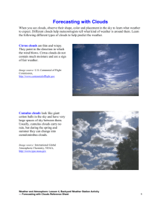 Forecasting with Clouds Reference Sheet