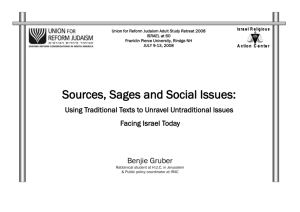 Sources, Sages and Social Issues: Using Traditional Texts to