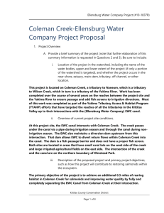Coleman Creek-Ellensburg Water Company Project Proposal