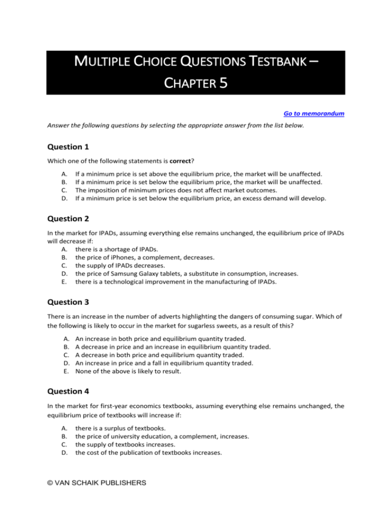 Multiple Choice Questions Testbank Chapter 5