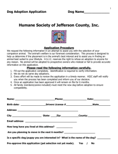 Dog Adoption Application - Humane Society of Jefferson County
