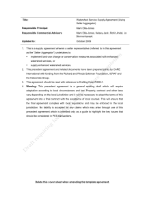 Watershed Service Supply Agreement with