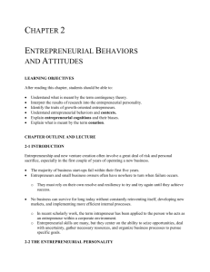 Entrepreneurial Behaviors and Attitudes