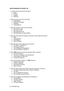 QUESTIONNAIRE ON HENRY VIII