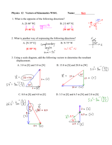 Physics 12 Vectors of Kinematics WS#1
