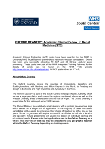 OXFORD DEANERY: Academic Clinical Fellow in Renal Medicine