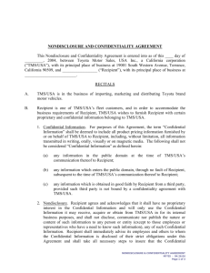 Non Disclosure and Confidentiality Agreement Form