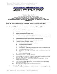 Pediatric Critical Care Center Criteria (PCCC) Requirements