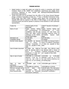TENDER NOTICE - Container Corporation of India Ltd