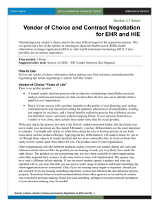 Vendor of Choice and Contract Negotiation for EHR