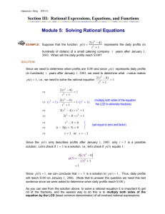 Module 5: Solving Rational Equations