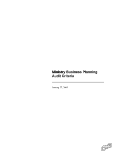 Ministry Business Planning - Auditor Roles in Performance